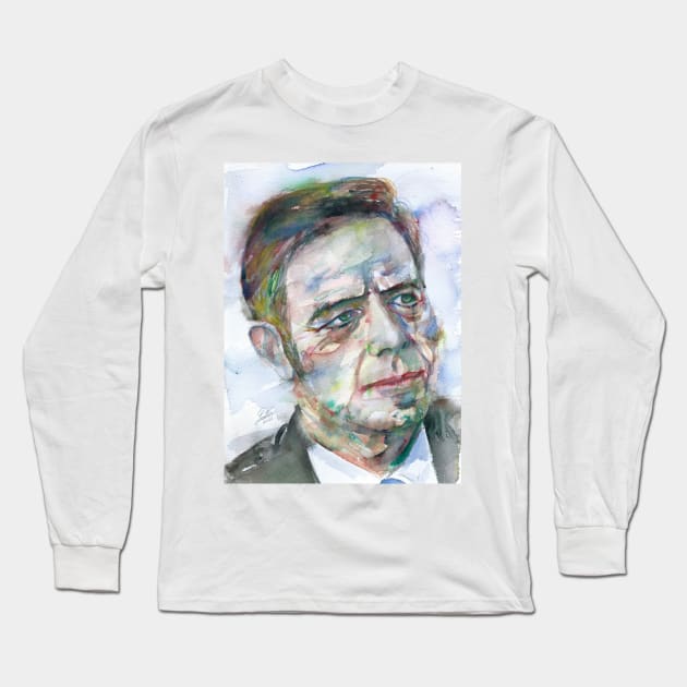 ALAN WATTS watercolor portrait .9 Long Sleeve T-Shirt by lautir